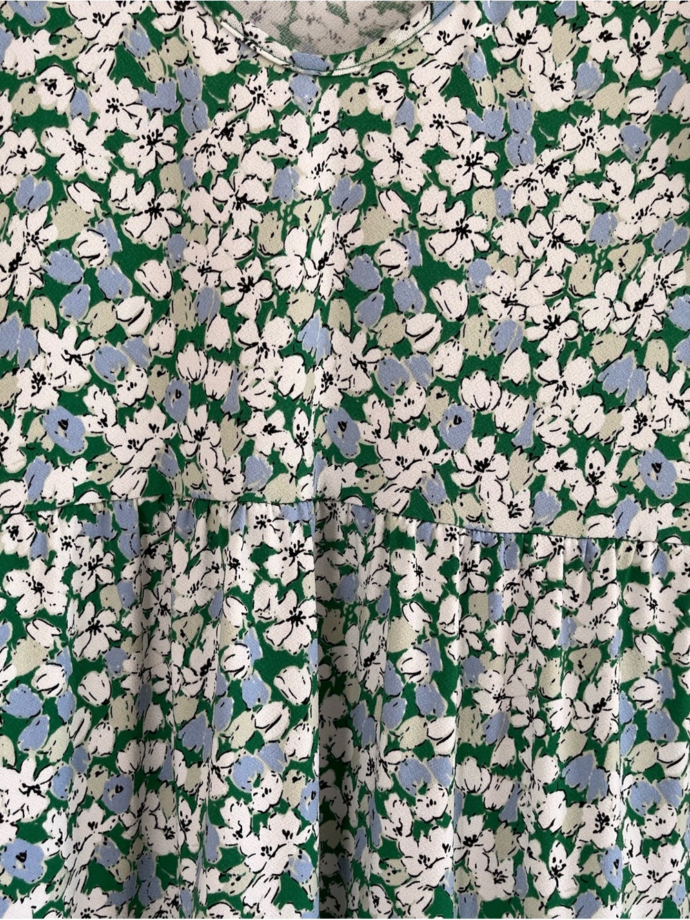 MAX STUDIO Green Floral Flutter Sleeve Tiered Dress Medium - Picture 6 of 13